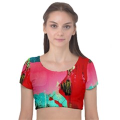 Humidity Velvet Short Sleeve Crop Top  by bestdesignintheworld