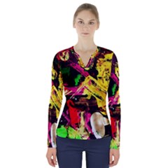 Spooky Attick 11 V-neck Long Sleeve Top by bestdesignintheworld