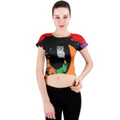 Eyes Makeup Human Drawing Color Crew Neck Crop Top by Simbadda