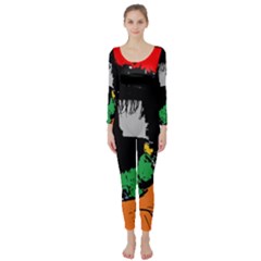 Eyes Makeup Human Drawing Color Long Sleeve Catsuit by Simbadda