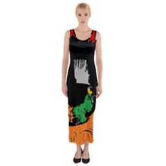 Eyes Makeup Human Drawing Color Fitted Maxi Dress by Simbadda