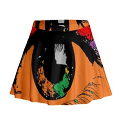 Eyes Makeup Human Drawing Color Mini Flare Skirt by Simbadda