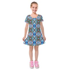 Artwork By Patrick-colorful-34 Kids  Short Sleeve Velvet Dress by ArtworkByPatrick