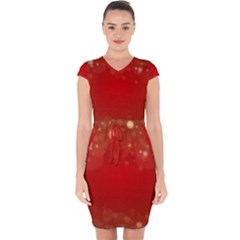 Background Abstract Christmas Capsleeve Drawstring Dress  by Simbadda