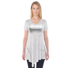 White Marble Tiles Rock Stone Statues Short Sleeve Tunic  by Simbadda