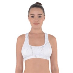 White Marble Tiles Rock Stone Statues Cross Back Sports Bra by Simbadda