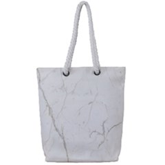 White Marble Tiles Rock Stone Statues Full Print Rope Handle Tote (small) by Simbadda