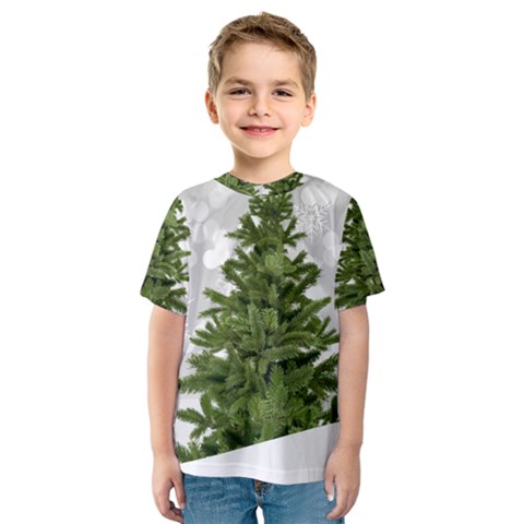 Christmas Xmas Tree Bokeh Kids  Sport Mesh Tee by Simbadda