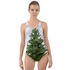 Christmas Xmas Tree Bokeh Cut-out Back One Piece Swimsuit by Simbadda