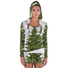 Christmas Xmas Tree Bokeh Long Sleeve Hooded T-shirt by Simbadda