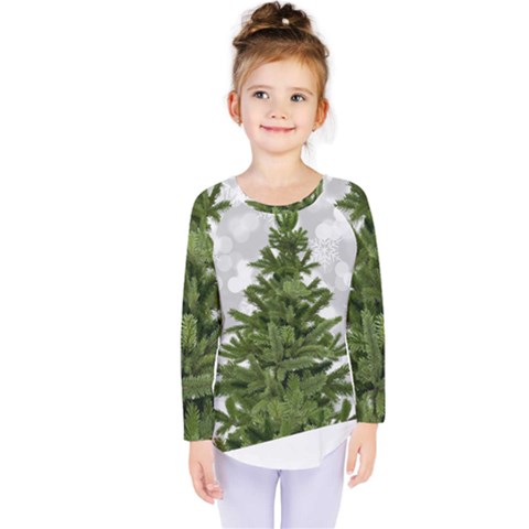 Christmas Xmas Tree Bokeh Kids  Long Sleeve Tee by Simbadda