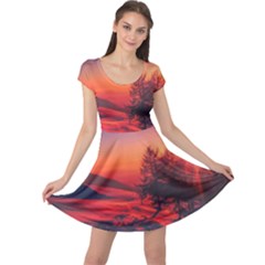 Italy Sunrise Sky Clouds Beautiful Cap Sleeve Dress by Simbadda