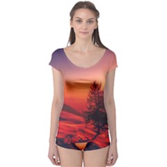 Italy Sunrise Sky Clouds Beautiful Boyleg Leotard  by Simbadda