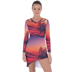 Italy Sunrise Sky Clouds Beautiful Asymmetric Cut-out Shift Dress by Simbadda