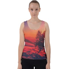 Italy Sunrise Sky Clouds Beautiful Velvet Tank Top by Simbadda