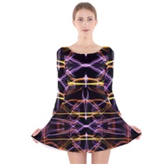 Wallpaper Abstract Art Light Long Sleeve Velvet Skater Dress by Simbadda