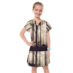 Forest Fog Hirsch Wild Boars Kids  Drop Waist Dress by Simbadda