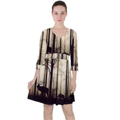 Forest Fog Hirsch Wild Boars Ruffle Dress by Simbadda