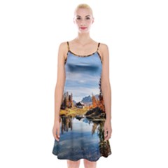 Dolomites Mountains Italy Alpine Spaghetti Strap Velvet Dress by Simbadda