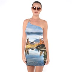 Dolomites Mountains Italy Alpine One Soulder Bodycon Dress by Simbadda