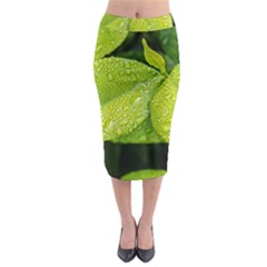 Leaf Green Foliage Green Leaves Midi Pencil Skirt