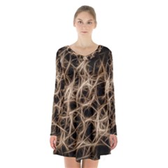 Structure Background Pattern Long Sleeve Velvet V-neck Dress by Simbadda