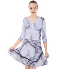 Marble Tiles Rock Stone Statues Quarter Sleeve Front Wrap Dress by Simbadda