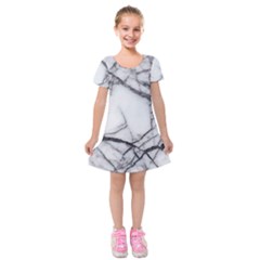 Marble Tiles Rock Stone Statues Kids  Short Sleeve Velvet Dress by Simbadda