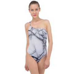 Marble Tiles Rock Stone Statues Classic One Shoulder Swimsuit by Simbadda