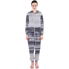 Marble Tiles Rock Stone Statues Pattern Texture Hooded Jumpsuit (ladies)  by Simbadda