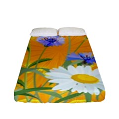 Flowers Daisy Floral Yellow Blue Fitted Sheet (full/ Double Size) by Simbadda