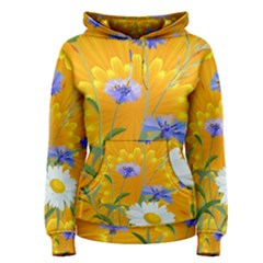 Flowers Daisy Floral Yellow Blue Women s Pullover Hoodie by Simbadda