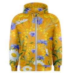 Flowers Daisy Floral Yellow Blue Men s Zipper Hoodie by Simbadda