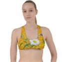 Flowers Daisy Floral Yellow Blue Criss Cross Racerback Sports Bra View1