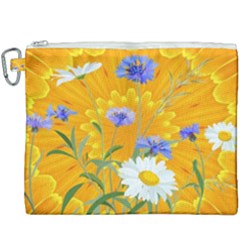 Flowers Daisy Floral Yellow Blue Canvas Cosmetic Bag (xxxl) by Simbadda