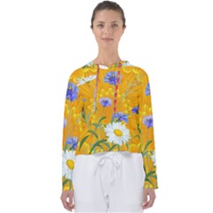 Flowers Daisy Floral Yellow Blue Women s Slouchy Sweat by Simbadda