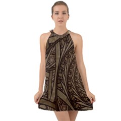 Abstract Pattern Graphics Halter Tie Back Chiffon Dress by Simbadda