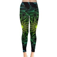 Abstract Ribbon Green Blue Hues Leggings  by Simbadda