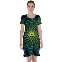 Abstract Ribbon Green Blue Hues Short Sleeve Nightdress by Simbadda