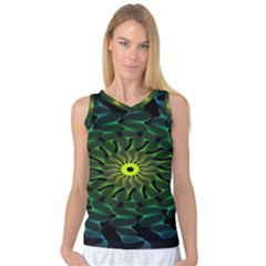 Abstract Ribbon Green Blue Hues Women s Basketball Tank Top by Simbadda