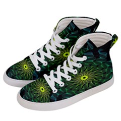 Abstract Ribbon Green Blue Hues Men s Hi-top Skate Sneakers by Simbadda