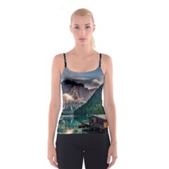 Italy Mountains Pragser Wildsee Spaghetti Strap Top by Simbadda