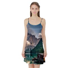 Italy Mountains Pragser Wildsee Satin Night Slip by Simbadda