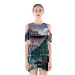 Italy Mountains Pragser Wildsee Shoulder Cutout One Piece by Simbadda