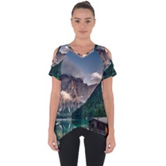 Italy Mountains Pragser Wildsee Cut Out Side Drop Tee by Simbadda