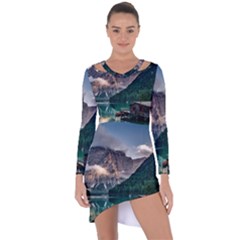 Italy Mountains Pragser Wildsee Asymmetric Cut-out Shift Dress by Simbadda