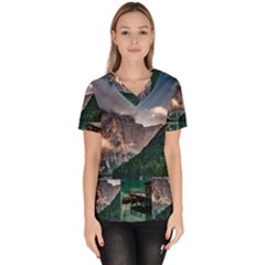 Italy Mountains Pragser Wildsee Scrub Top by Simbadda