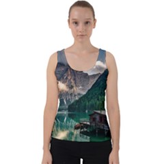 Italy Mountains Pragser Wildsee Velvet Tank Top by Simbadda