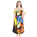 Drama Shoulder Tie Bardot Midi Dress View1