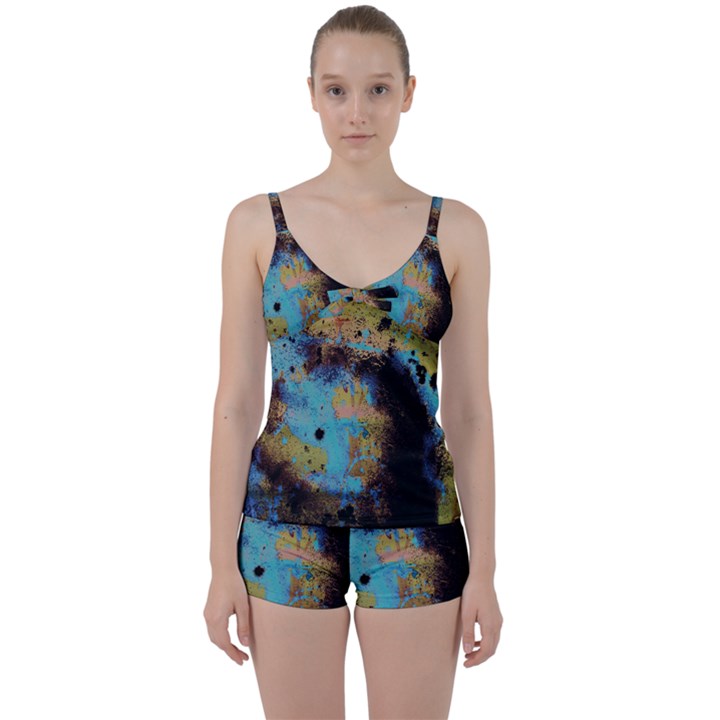 Blue Options 5 Tie Front Two Piece Tankini